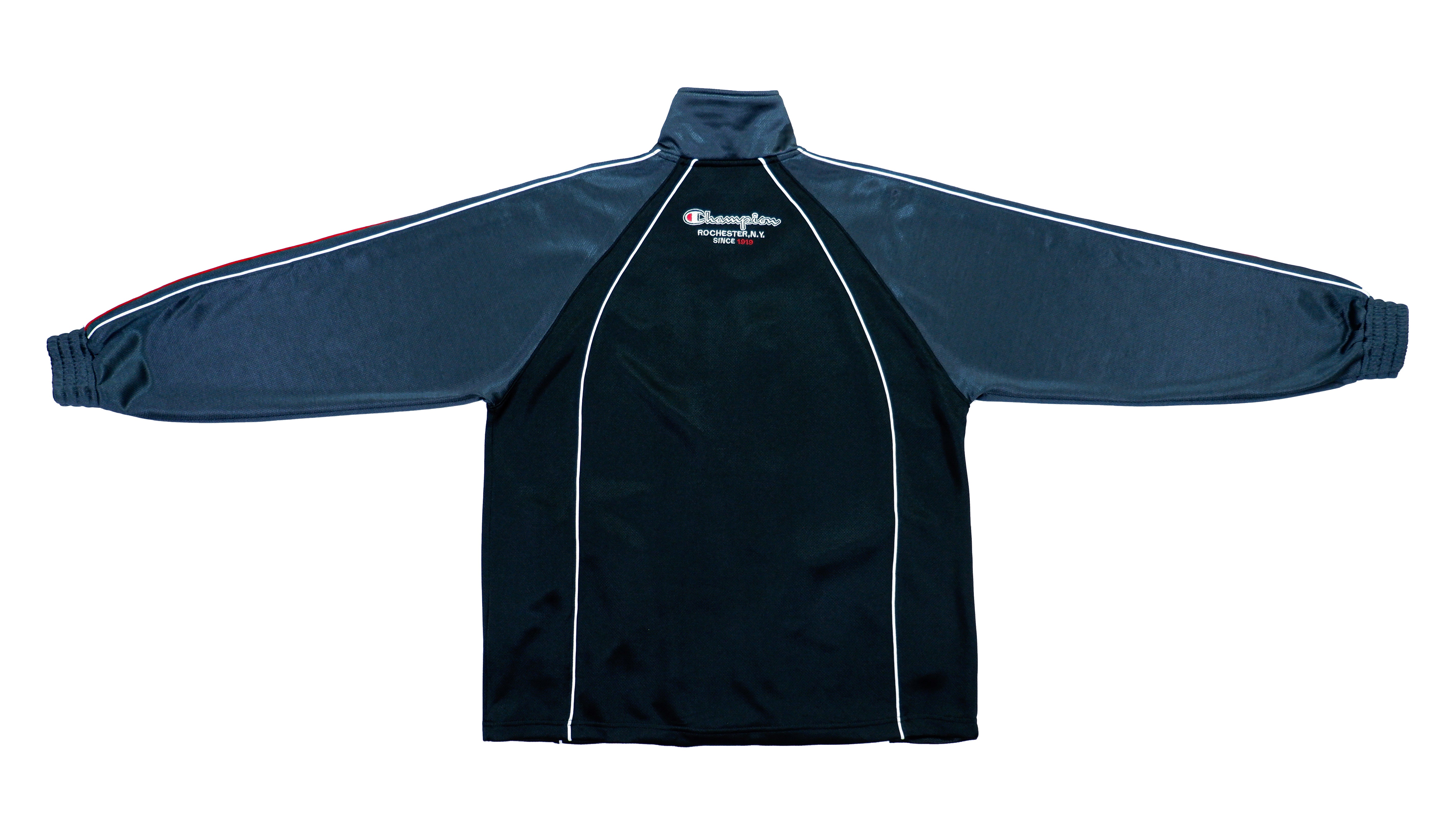 Vintage Champion Black and Grey Taped Logo Zip-Up Track Jacket