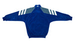 Adidas - Blue & White & Grey Suede Track Jacket 1990s Medium Vintage Retro