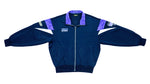 Asics - Blue and Patterned Purple Track Jacket 1990s Medium