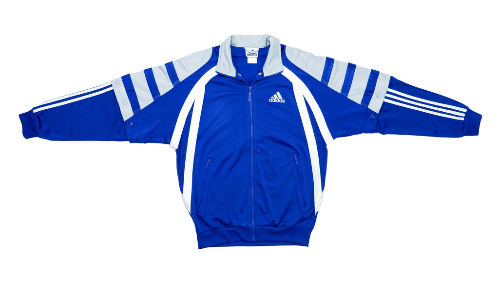 Adidas - Blue Tear-Away Spell-Out Track Jacket 1990s Medium Vintage Retro