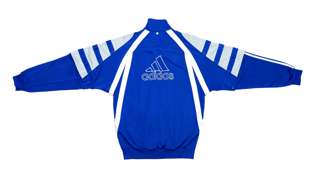 Adidas - Blue Tear-Away Spell-Out Track Jacket 1990s Medium Vintage Retro