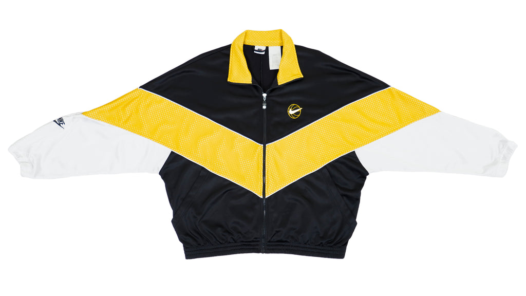 Retro Vintage Nike Basketball - B&W and Yellow Track Jacket 1990s Medium