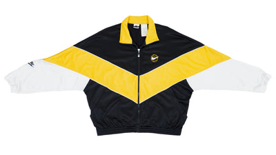 Nike - B&W and Yellow Warm-Up Jacket 1990s Medium