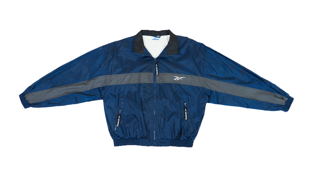 Vintage Retro Reebok - Dark Blue Windbreaker 1990s Medium