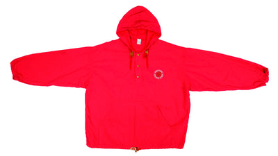 Vintage (Marlboro) - Red 1/4 Button Hooded Windbreaker 1990s Large