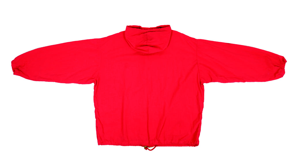 Marlboro - Red 1/4 Button Hooded Windbreaker 1990s X-Large Vintage Retro 