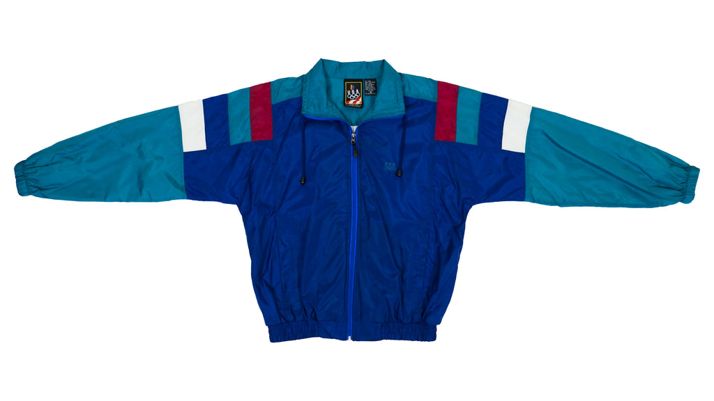 Vintage Retro Team USA Dark Blue and Teal Olympic Windbreaker Jacket 1990s Medium