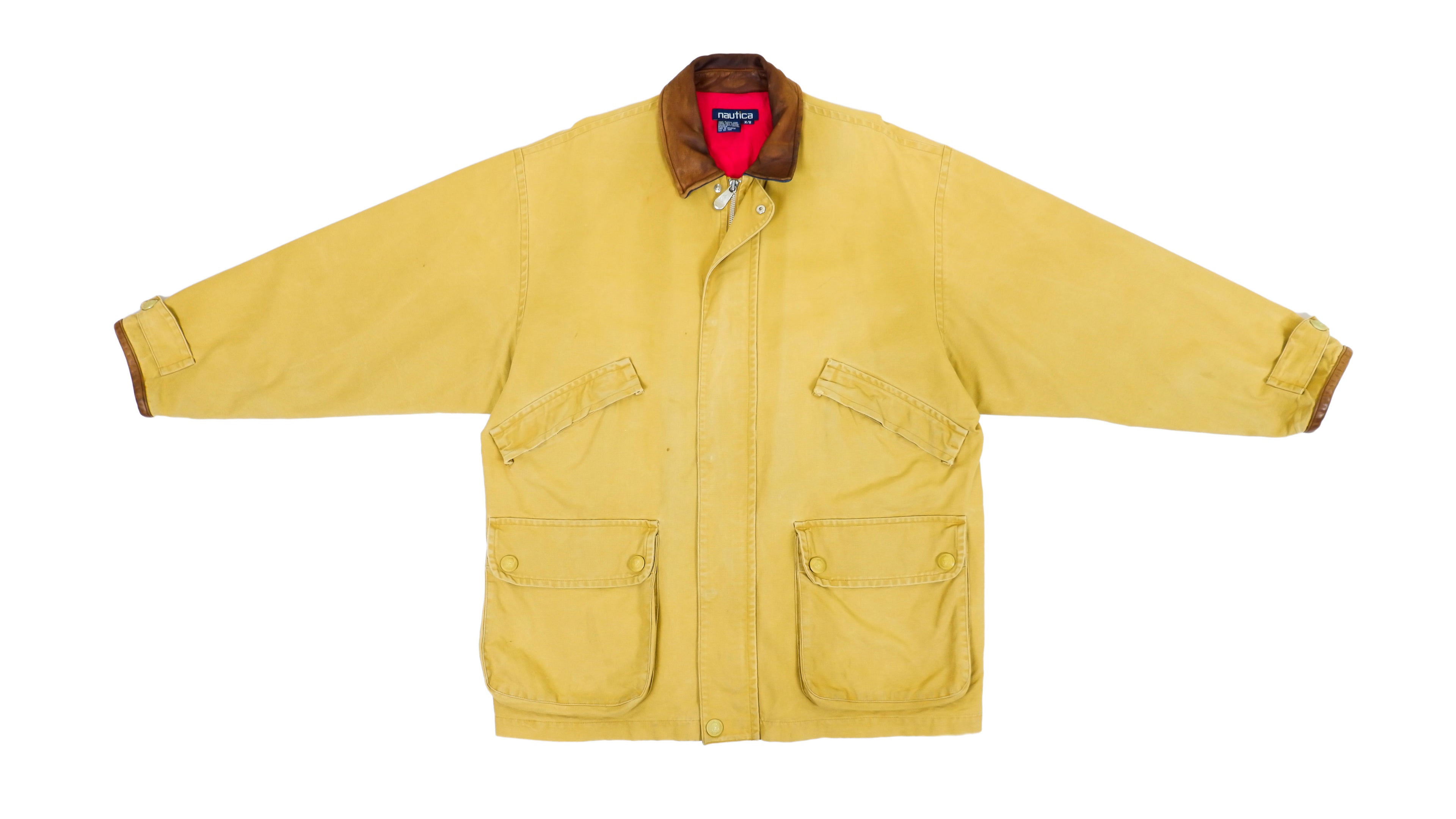 Vintage Retro Nautica - Beige Denim Like Heavy Jacket 1990s Large