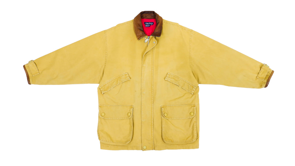 Vintage Retro Nautica - Beige Denim Like Heavy Jacket 1990s Large