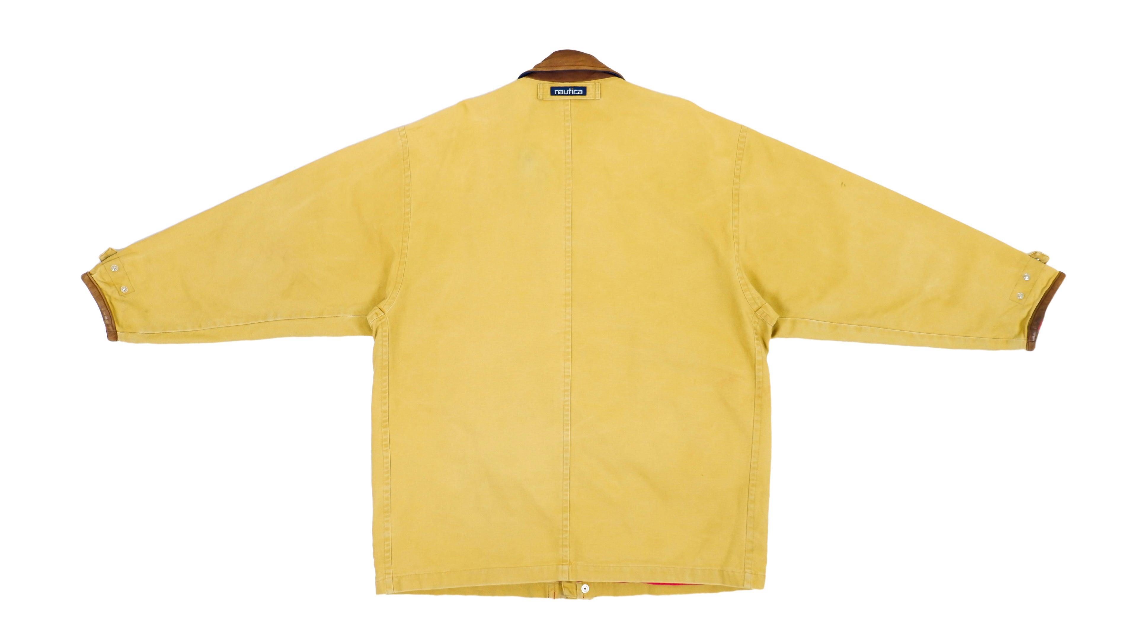 Vintage Retro Nautica - Beige Denim Like Heavy Jacket 1990s Large