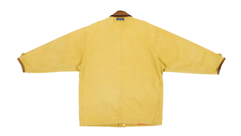 Vintage Retro Nautica - Beige Denim Like Heavy Jacket 1990s Large