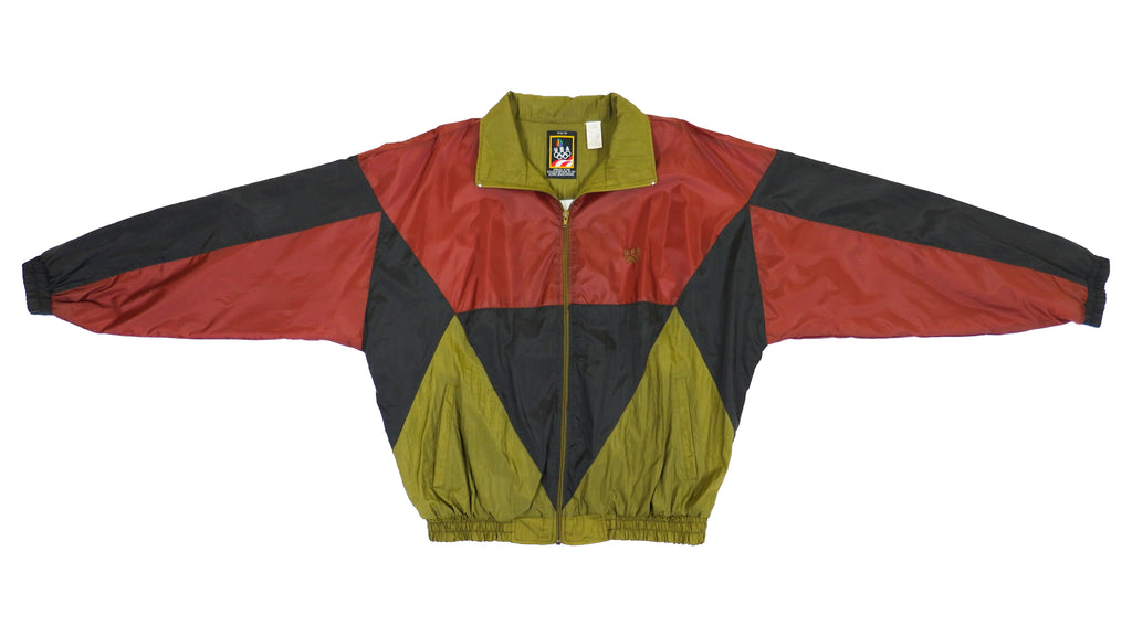 Vintage Retro Team USA Red, Gold and Black Olympic Windbreaker Jacket 1990s X-Large