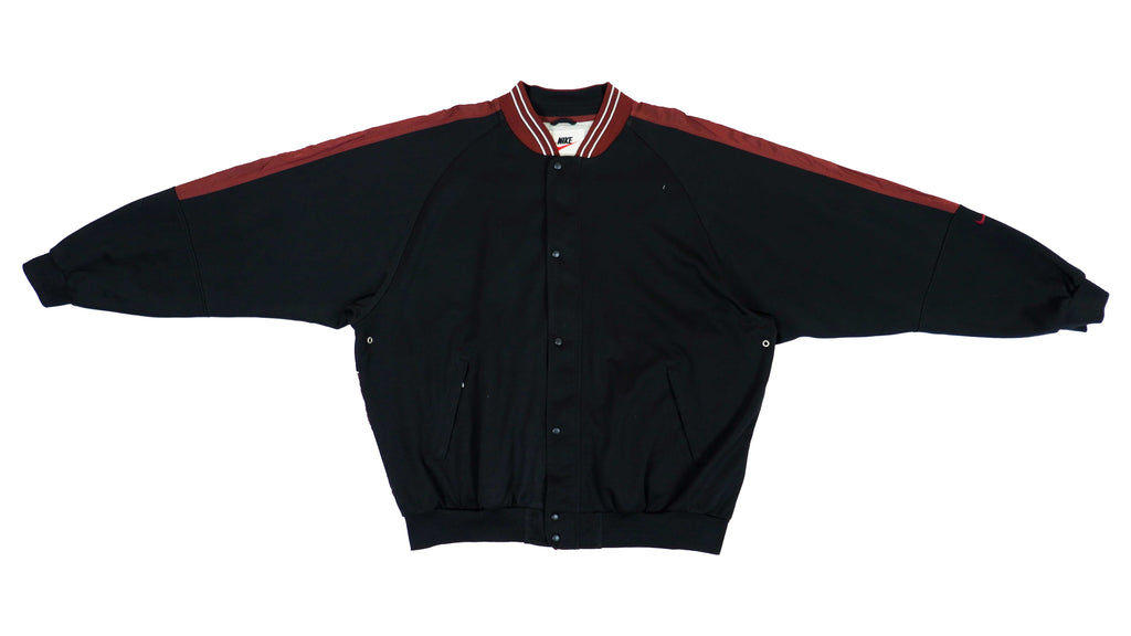 Retro Vintage Nike - Black & Burgundy Button Up Jacket 1990s XX-Large