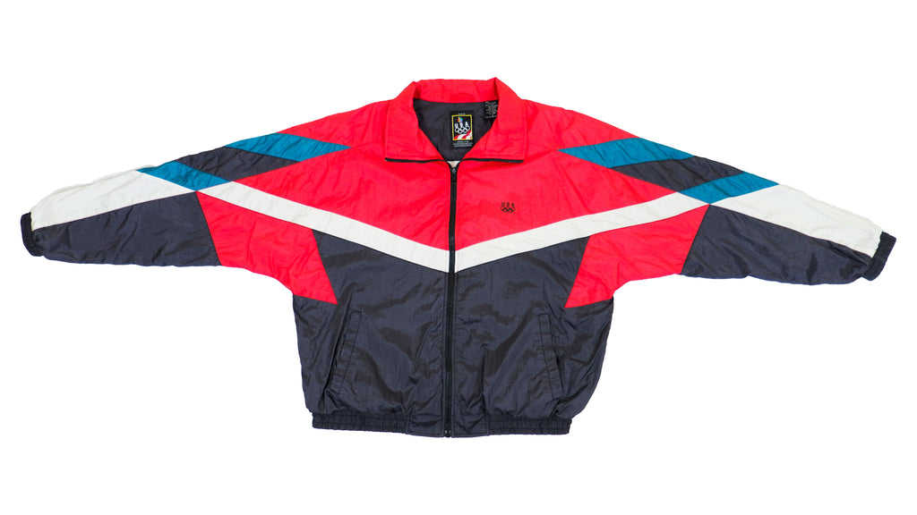 Vintage Retro Team USA Red, Black and Blue Olympic Windbreaker Jacket 1990s Large