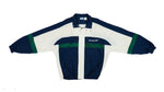 Vintage Retro Reebok - Dark Blue & White with Green Stripe Track Jacket 1990s Large