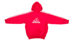 Adidas - Red Big Spell-Out Hooded Jacket 1990s Large