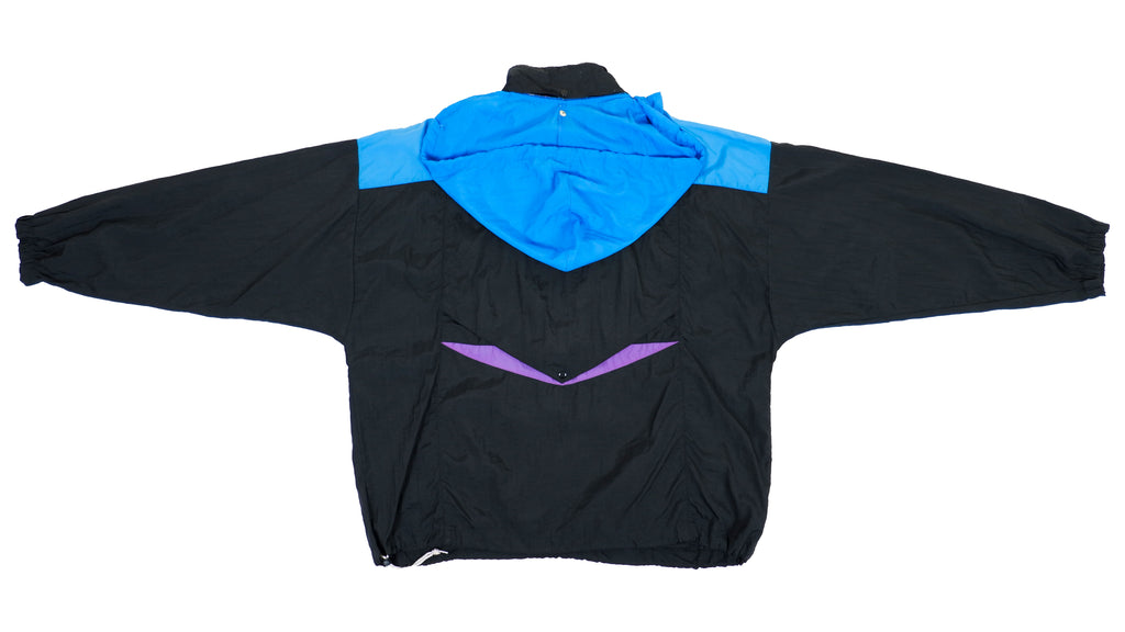 Reebok - Black/Blue/Purple 1/4 Zip Pullover 1990s X-Large