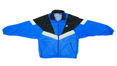 Nike - Blue, Black & White Grey Tag Windbreaker 1980s Large