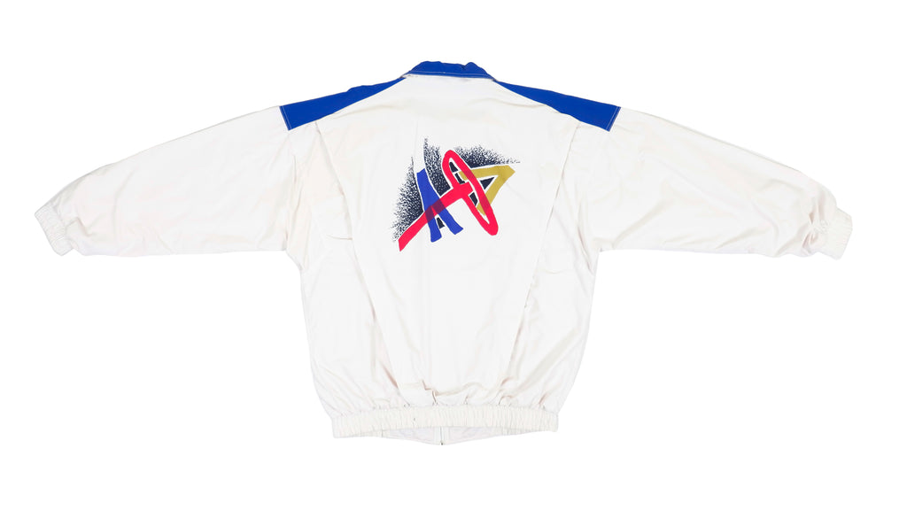 Adidas -  White with Blue Windbreaker 1990s Medium