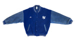 Adidas - New York Yankees Fleece & Leather Baseball Jacket 1990s Large Vintage Retro MLB Baseball