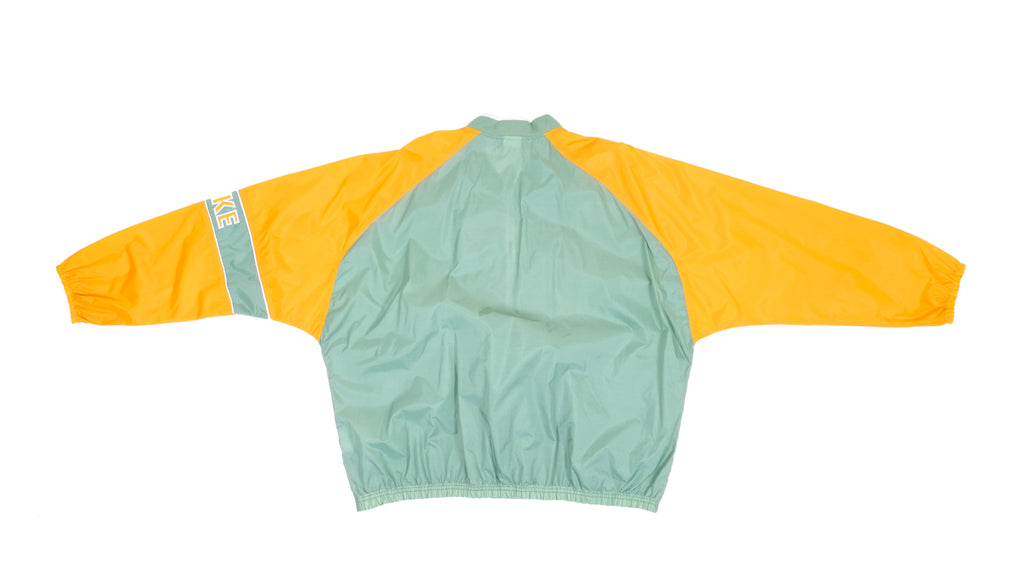 Retro Vintage Nike - Yellow and Green Two Tone 1/2 Zip Pullover Jacket 1990s X-Large