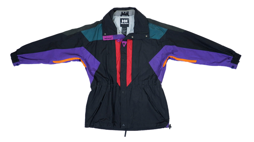 Helly Hansen - Black, Purple & Green Colorblock Jacket 1990s X-Large Vintage Retro 