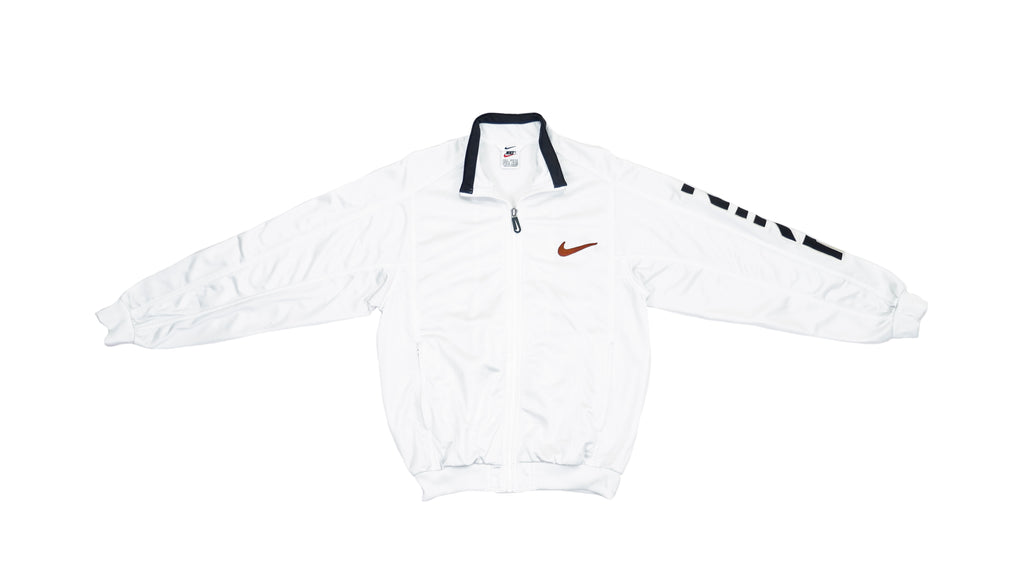 Vintage Retro Nike - White Big Spell-out Track Jacket 1990s Medium