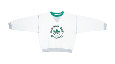 Adidas - White Natural Grey Sweatshirt 1990s Large