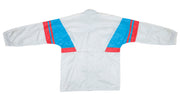 Adidas - Silver with Blue Colorblock Windbreaker 1990s Medium Vintage Retro
