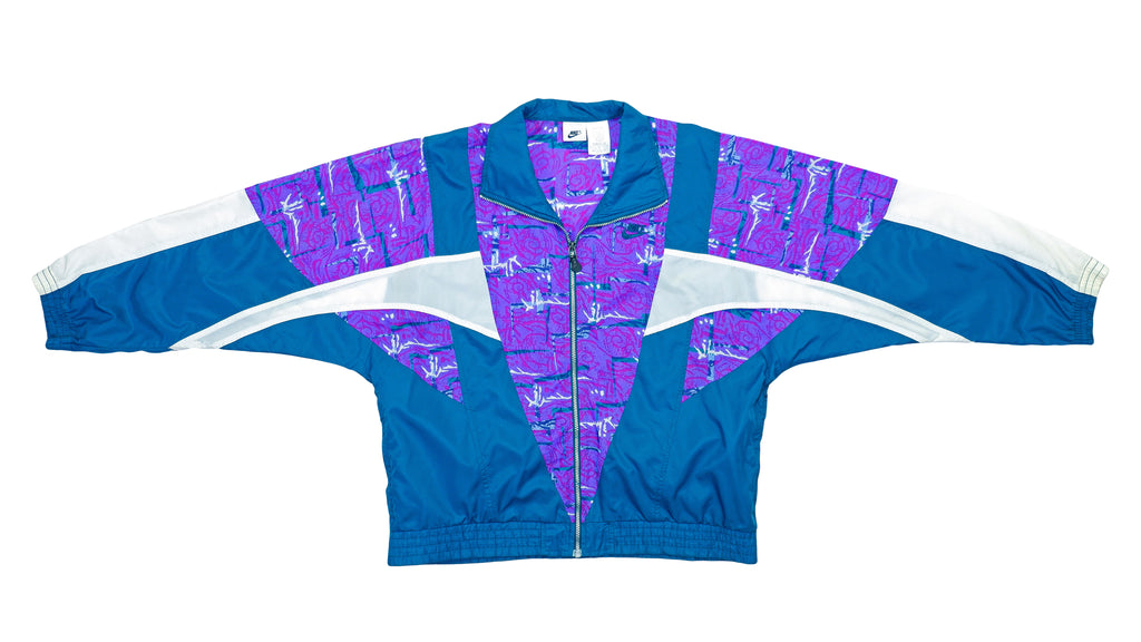 Nike - Blue & Purple Crazy Pattern Windbreaker 1990s Medium Vintage Retro