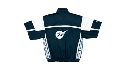 Reebok - Black & White Zip-Up Track T-Shirt 1990s Medium