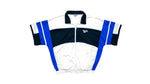 Reebok - Black, White & Blue Zip-Up Track T-Shirt 1990s Medium Vintage Retro
