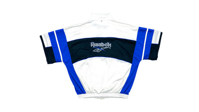 Reebok - Black, White & Blue Zip-Up Track T-Shirt 1990s Medium