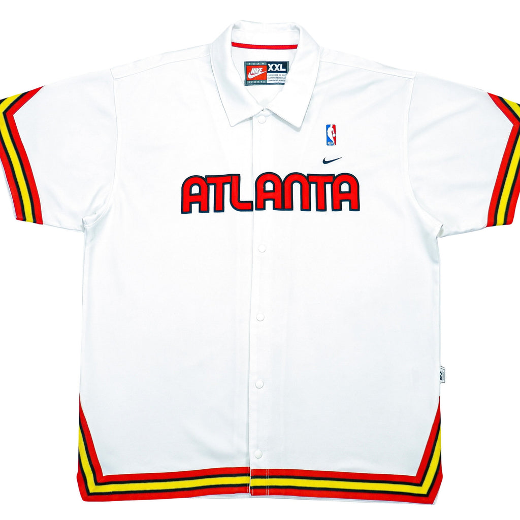 Nike - White Atlanta Button Up T-Shirt 1990s XX-Large Vintage Retro NBA Basketball 