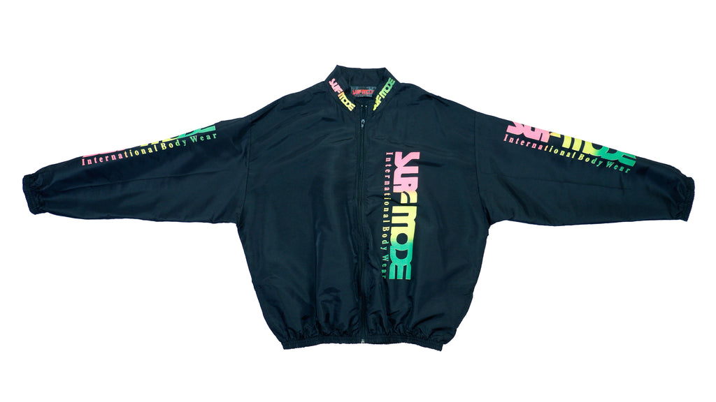 Surf Style - Black Mega Spell-out Windbreaker 1990s X-Large Vintage Retro