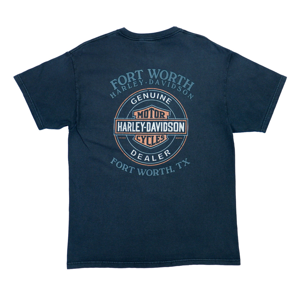 Harley Davidson - Black Fort Worth T-Shirt 1990s Medium Vintage Retro