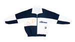 Ellesse - Dark Blue & White Colorblock Spell-Out Jacket 1990s Large