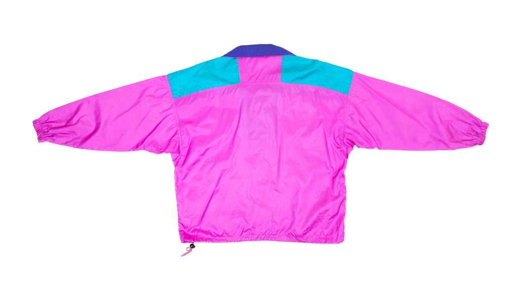 Columbia - Pink & Blue 1/4 Zipped Windbreaker 1990s Medium Vintage Retro 