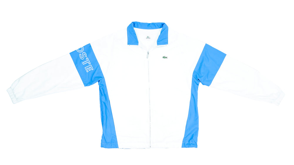 Lacoste - White & Blue Sport Windbreaker 1990s Large Vintage Retro