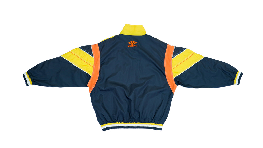 Umbro - Black & Yellow Colorblock Windbreaker 1990s Medium Vintage Retro