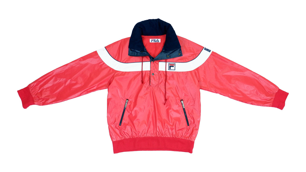 FILA - Red 1/4 Zip Pullover Windbreaker 1990s Medium