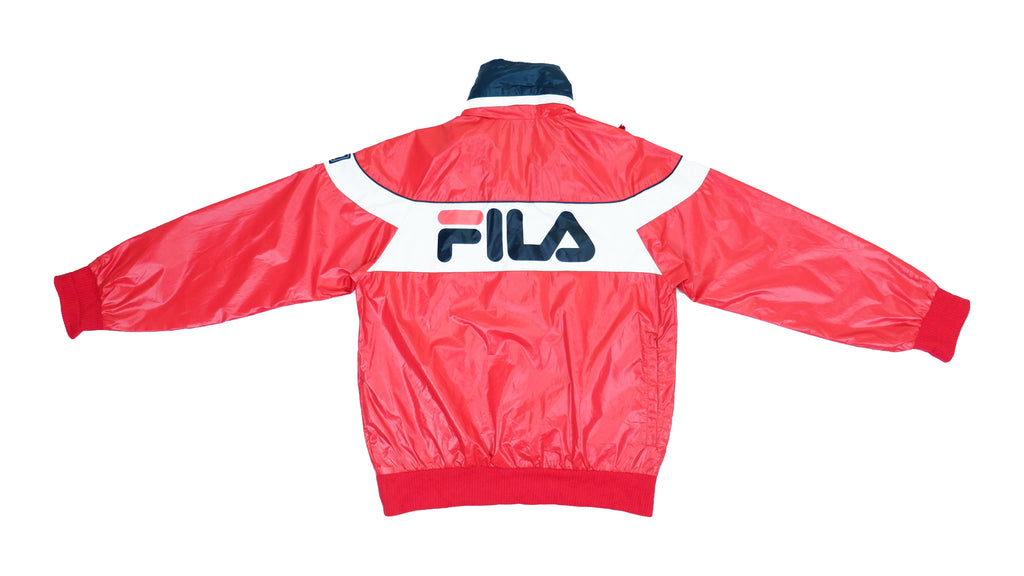 FILA - Red 1/4 Zip Pullover Windbreaker 1990s Medium