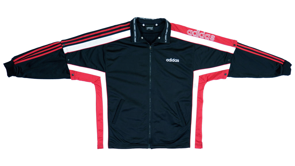 Adidas - Black Tear-Away Track Jacket 1990s Large