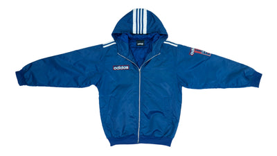 Adidas - Blue Zip Up Hooded Warm Jacket 1990s Medium