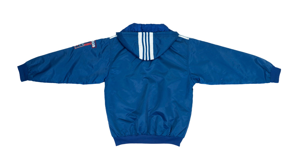 Adidas - Blue Zip Up Hooded Warm Jacket 1990s Medium Vintage Retro