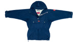 Helly Hansen - Navy Blue Denim Hooded Jacket 1990s Medium