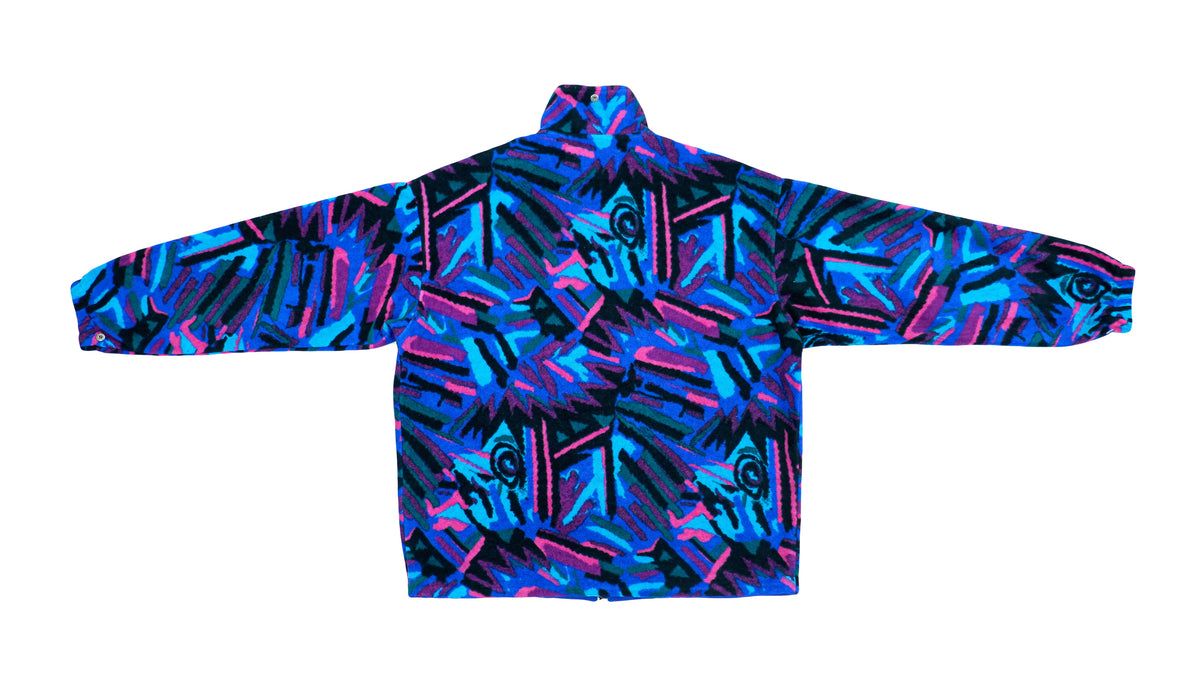 FILA - Multicolor Crazy Patterned Fleece Jacket 1990s Large Vintage Retro 