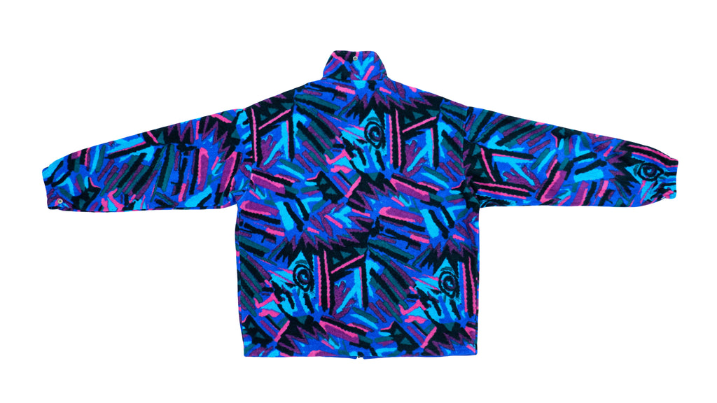 FILA - Multicolor Crazy Patterned Fleece Jacket 1990s Large Vintage Retro 