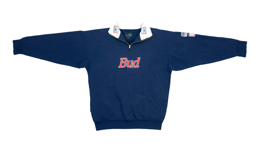 Vintage - Budweiser 1/4 Zip Sweatshirt 1990s Medium Vintage Retro 