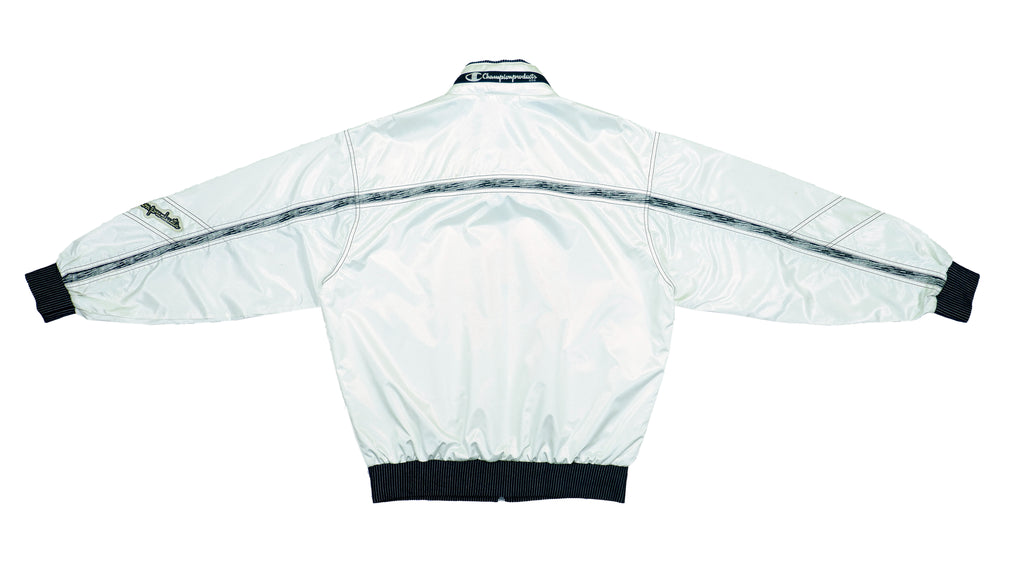 Champion - White Bomber Jacket 1990s Large Vintage Retro 